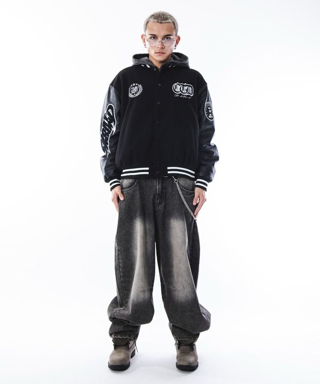 WEGO 【ユニセックス着用ITEM】メルトンワッペンスタジャン ブラック