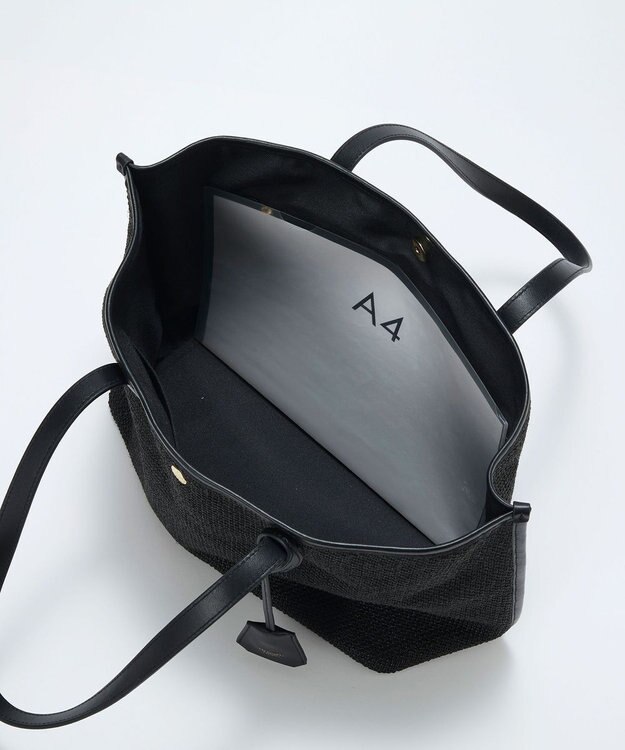 TOPKAPI 【Breath TOPKAPI】レザーコンビ 雑材風 シンプル トートバッグ チャーム付き　A4 / 軽量 ブラック