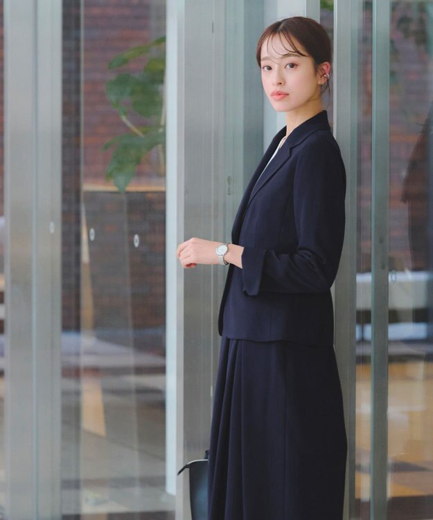 Tiaclasse L 【ダブルクロス・洗える】テーラードジャケット ネイビー