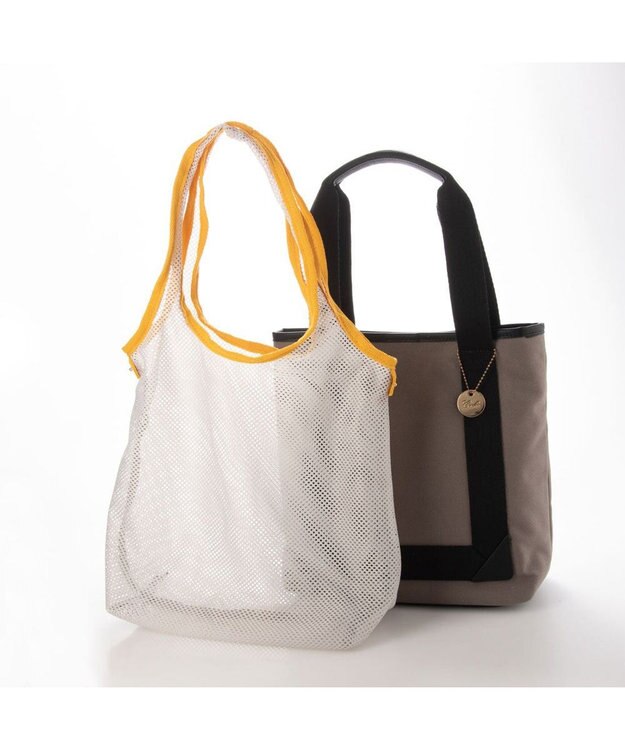 UNBILLION cachecache メッシュエコバッグ付きキャンバステープトート グレー