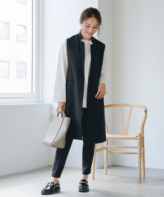 #Newans 【セレモニーにも】美シルエットセンタープレスパンツ ネイビー系