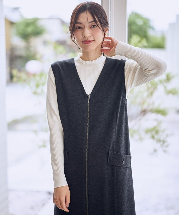 ANY L 【6色展開】フリルネックニット エクリュ