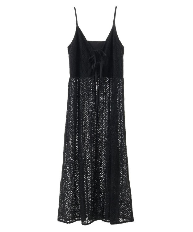 earth music&ecology フラワーレースキャミワンピース Black