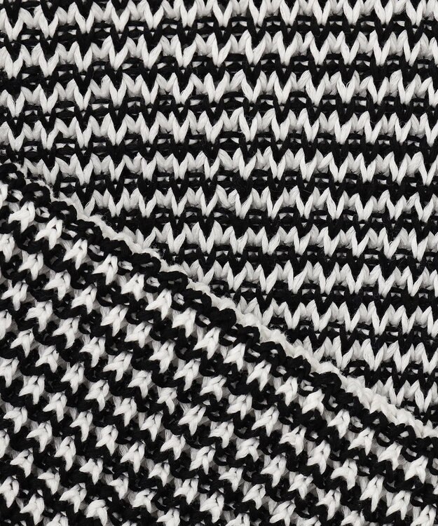 23区 【洗える】ワッフルパターン バイカラー ニット ブラック系