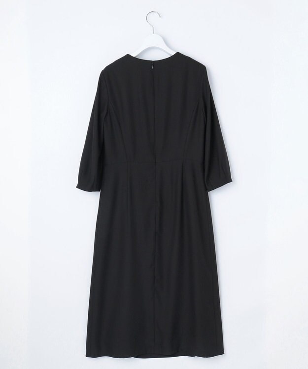 J.PRESS LADIES S 【洗える】ストレッチバックサテンジョーゼット Aライン ワンピース ブラック系