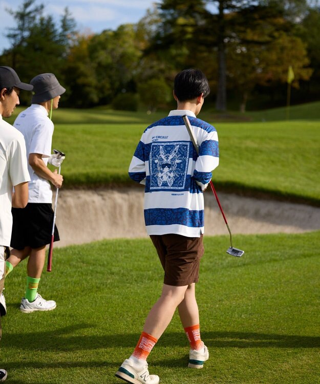 PW CIRCULUS 【吸水速乾 / UVカット / ストレッチ】【MEN】ラガーシャツ ゴルフ ネイビー系1