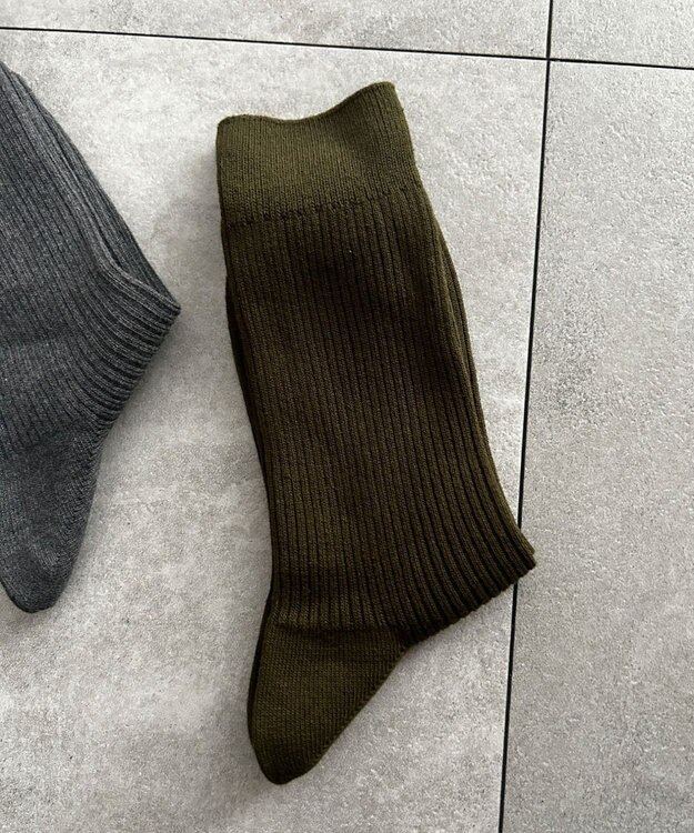 WEGO リブ無地ソックス（R） カーキ