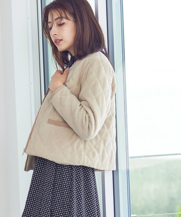 Tiaclasse ボアキルトショートジャケット アイボリー