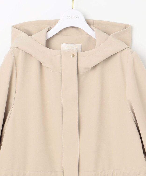 ANY SIS 【撥水・UVカット・洗える】フーデットロング コート ライトベージュ