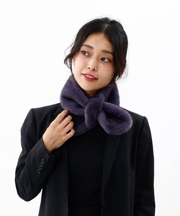 AURORA 【 ANNA SUI（アナ スイ）】エコファー差込みマフラ－ パープル