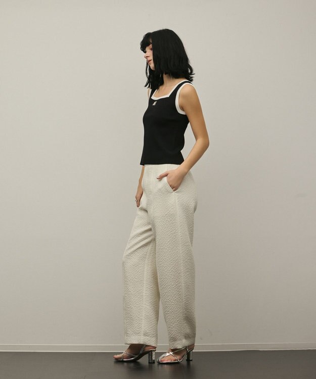 GRACE CONTINENTAL バイカラーリブニットノースリーブ ブラック