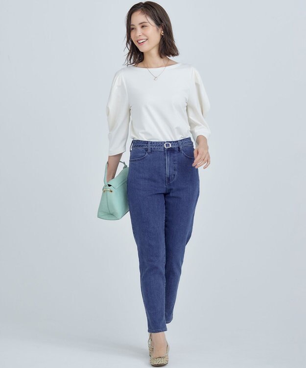 組曲 L ミニ裏毛ボリュームタックスリーブ カットソー アイボリー系