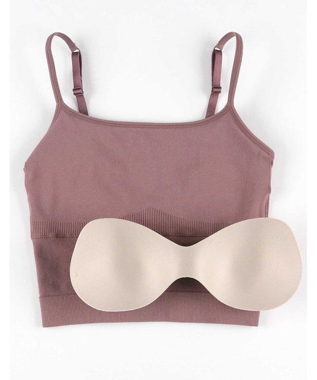 AMPHI ブラトップ 立体的なバストシルエット 脇すっきり クロップド丈 【L∞Ping ルーピング】 ブラキャミソール JSF102 アンフィ／ワコール チャコールグレー