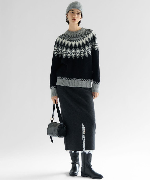 23区 【VERY掲載/洗える】カシミヤブレンド Iライン ニットスカート グレー系