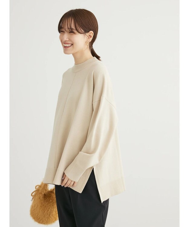 Green Parks もちやわ　モックネックプルオーバー Light Beige
