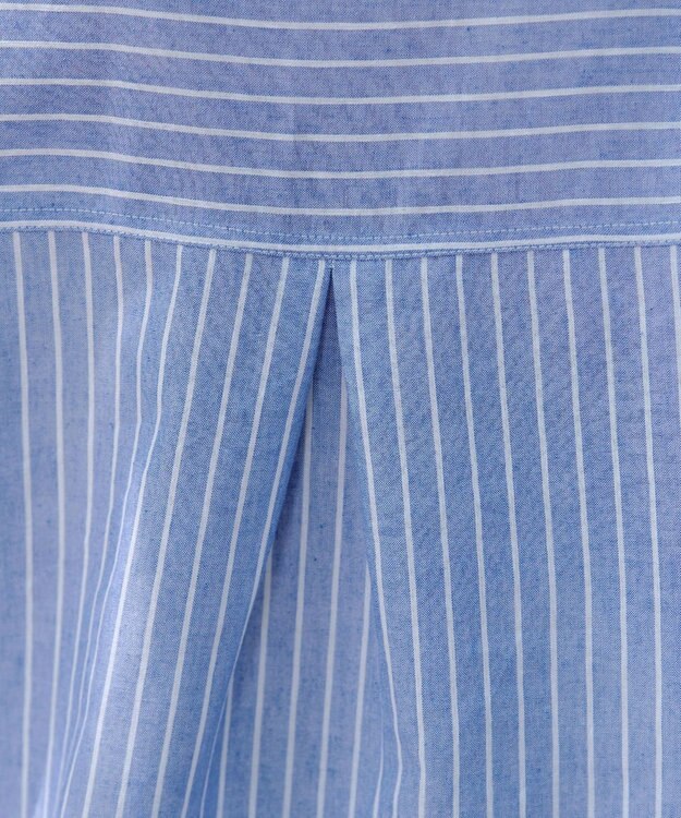 Tiaclasse 【洗える】 リネンミックススキッパーシャツ サックスストライプ