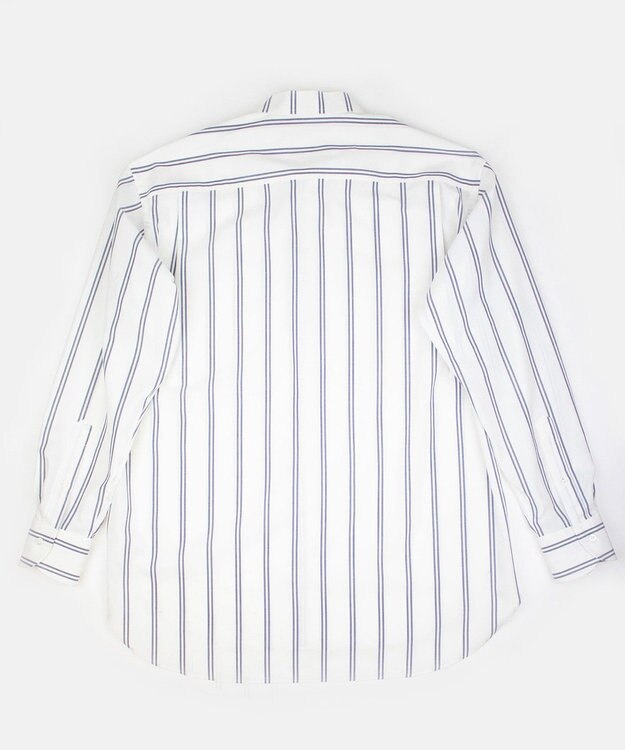 KASHIYAMA GIZA 100/2 バンドカラーシャツ ネイビーレールストライプ