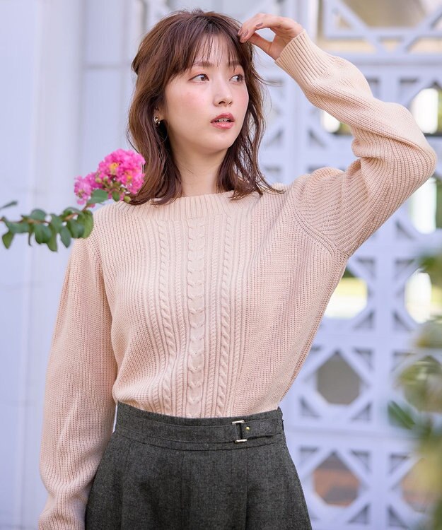 ANY SIS L 【セットアップ対応】スフレショート丈 プルオーバー サーモンピンク