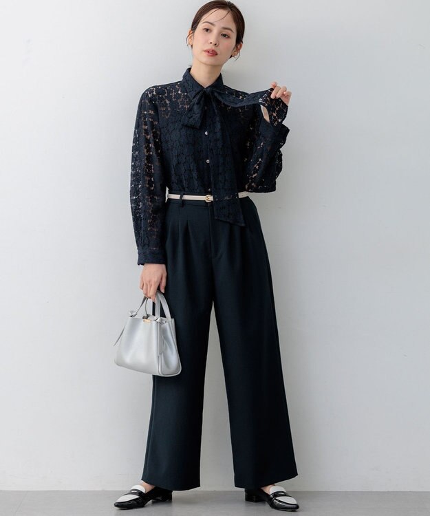 組曲 シュットクロスワイド パンツ ネイビー系