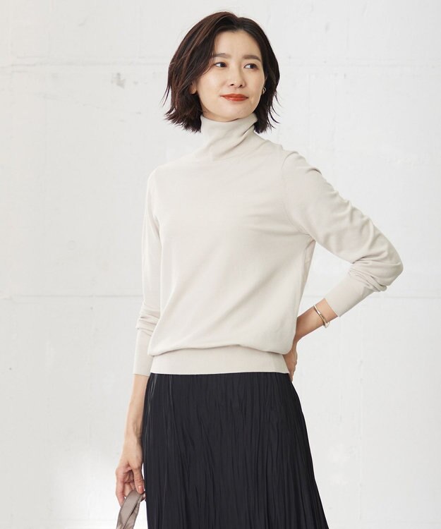J.PRESS LADIES 【洗える】PRINCE タートルネック ニット ベージュ系
