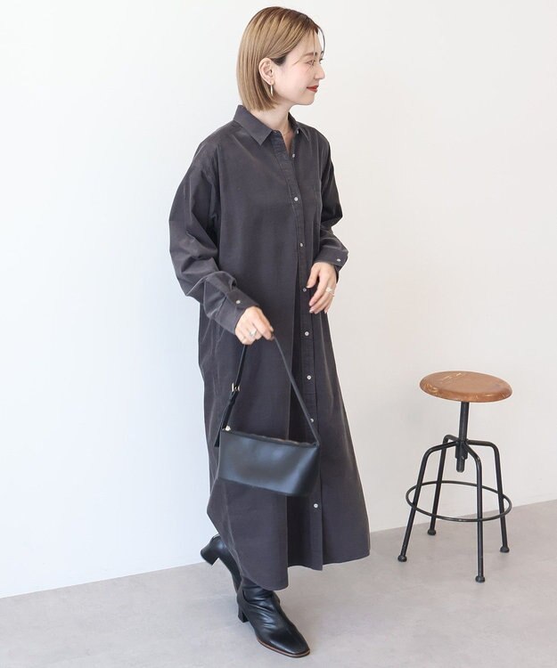 AMERICAN HOLIC コーデュロイシャツワンピース Charcoal Gray