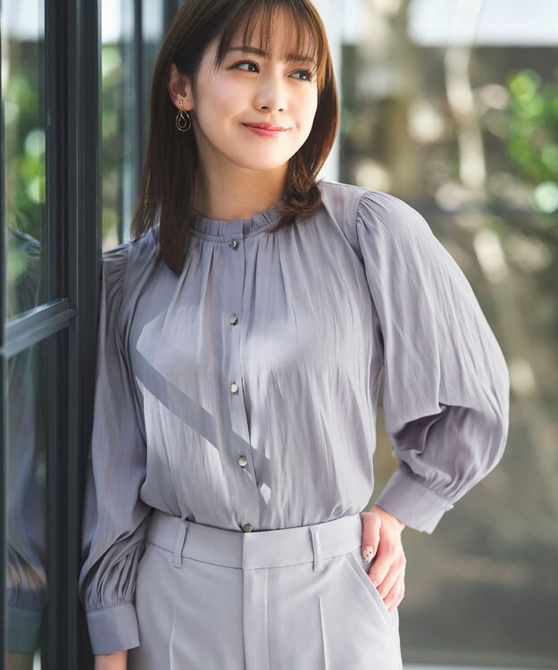 ANY SIS S 【低身長企画】フェミニンギャザー ブラウス ラベンダー