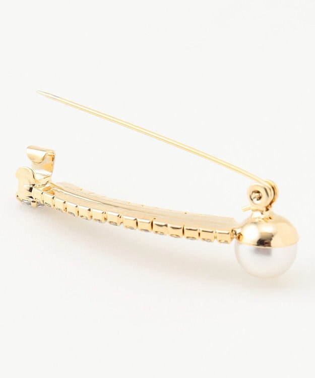 自由区 ラインストーンパール ブローチ ゴールド