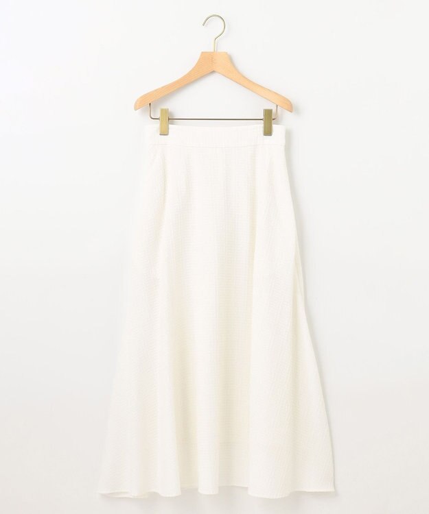 組曲 L ステッチストライプドビー フレアスカート アイボリー系