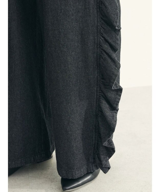 Green Parks ■ＥＳＣＡＲ　デニムサイドラッフルパンツ Black