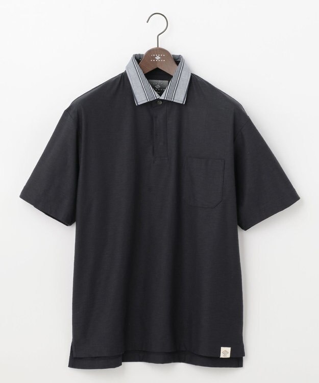 JOSEPH ABBOUD MOUNTAIN 【SPACE／UNISEX】オーガニックコットンスラブプレーティング天竺 ポロシャツ ネイビー系