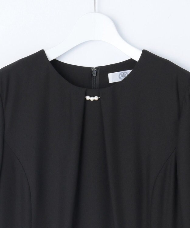 J.PRESS LADIES 【洗える】ストレッチバックサテンジョーゼット Aライン ワンピース ブラック系