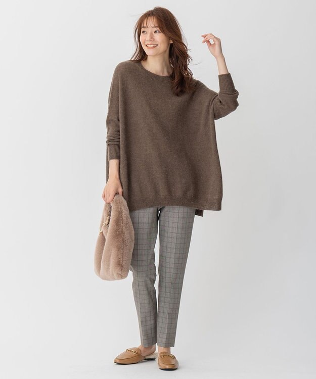 自由区 ポンチョニット ブラウン系