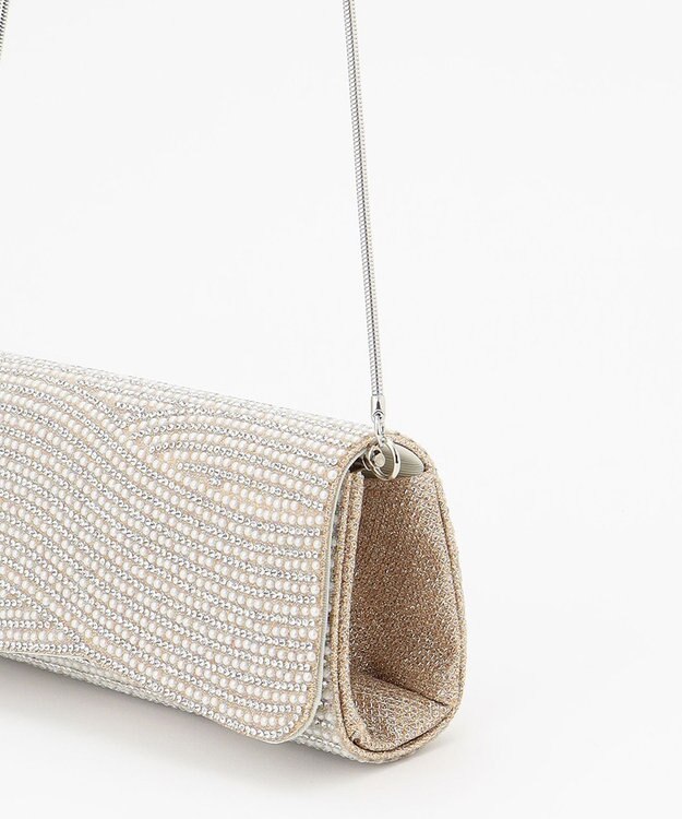 GRACE CONTINENTAL ラインストーンクラッチバッグ シルバー