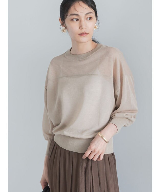 Te chichi 14G前後2WAYクルーカーディガン ベージュ