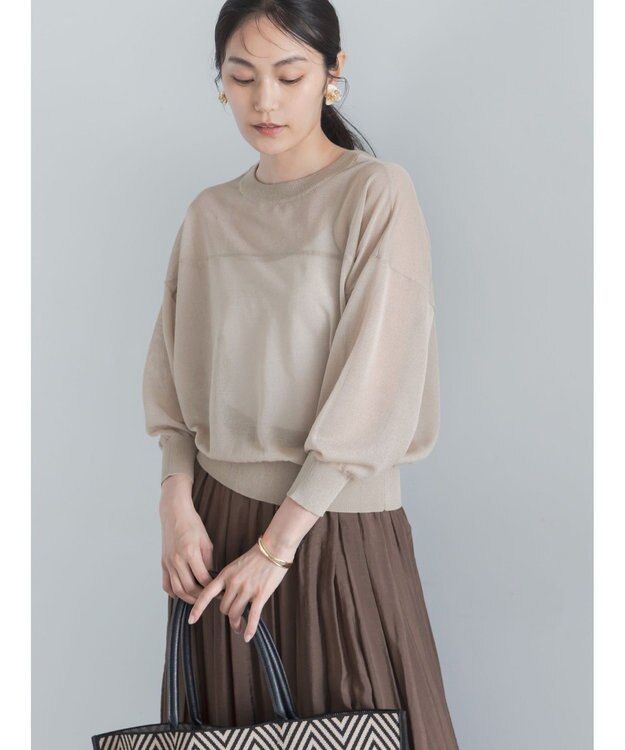 Te chichi 14G前後2WAYクルーカーディガン ベージュ