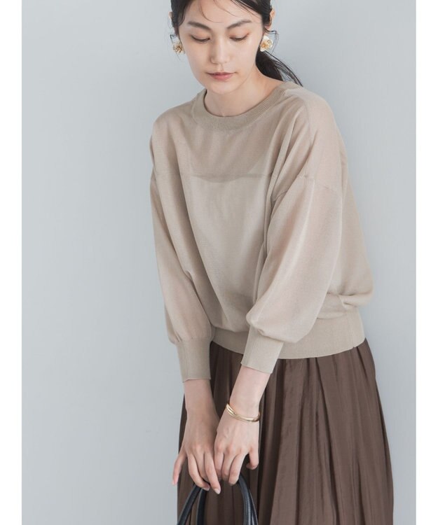 Te chichi 14G前後2WAYクルーカーディガン ベージュ