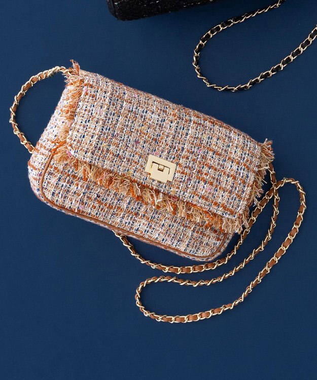 23区 GIOLICAツイード ショルダーバッグ テラコッタミックス