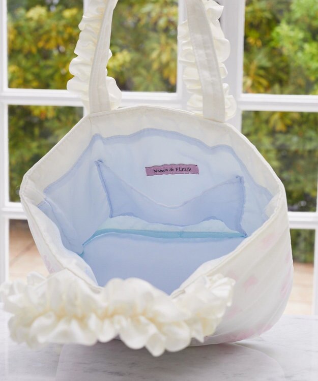 Maison de FLEUR マリエペタルパールフリルハンドルトートバッグ Off White