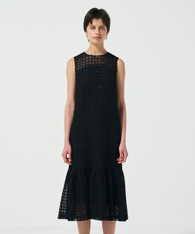 GRACE CONTINENTAL チュールチェックワンピース ブラック