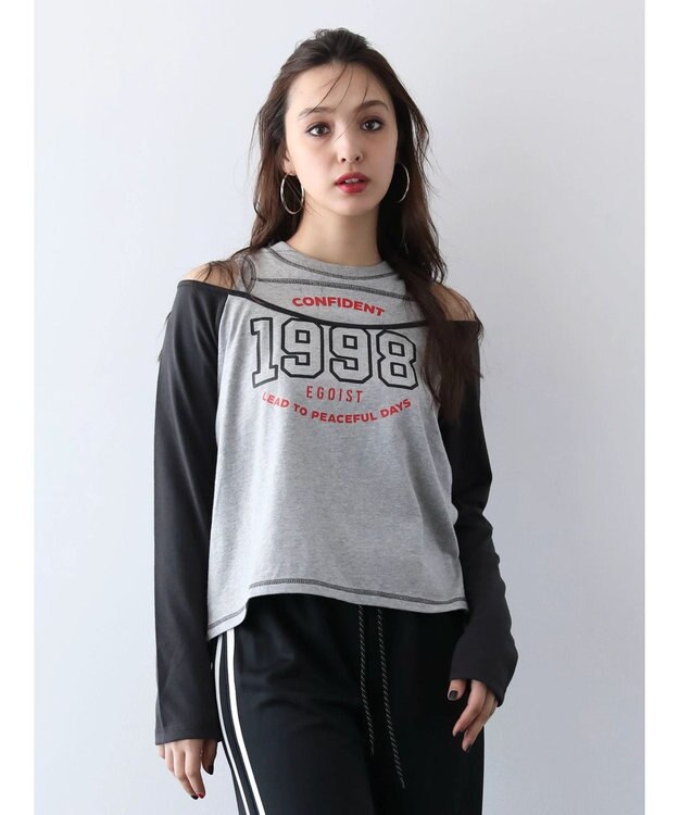 Green Parks ＥＧＯＩＳＴ　肩開きロゴ長袖プルオーバー Gray