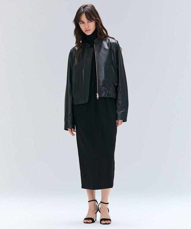 BEIGE， 【andGIRL 秋号掲載】CLYDE / ステッチデザインラムレザーブルゾン Black