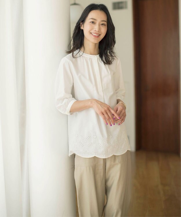 J.PRESS LADIES 【WEB限定カラーあり・洗える】セルロース刺繍 ブラウス ホワイト系