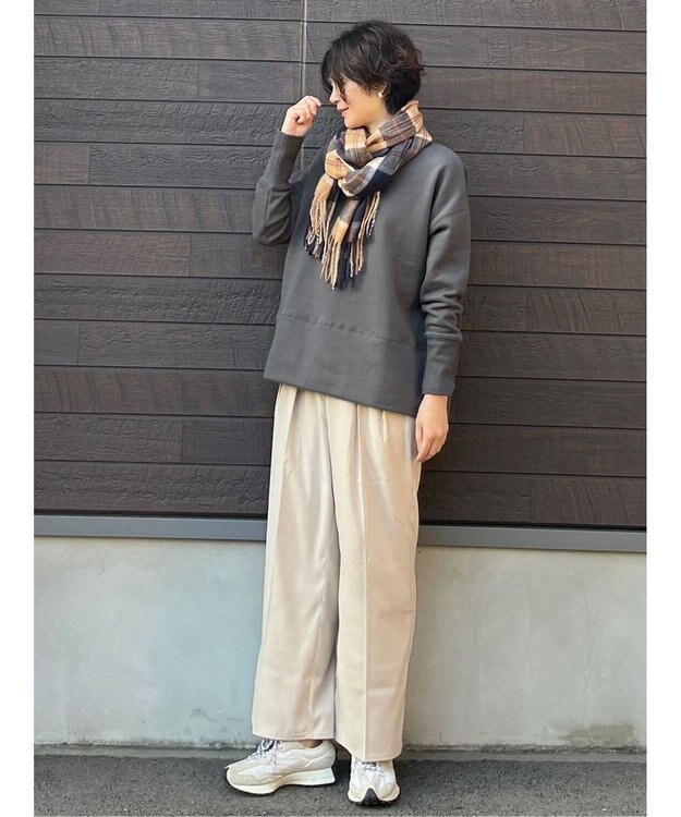 Green Parks カシミヤライクチェックストール Beige