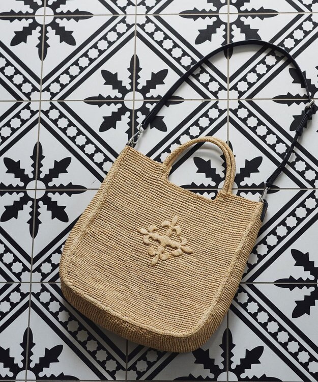 russet 《かごバッグ》インドラフィア2WAYトートバッグ(TI-368) Natural