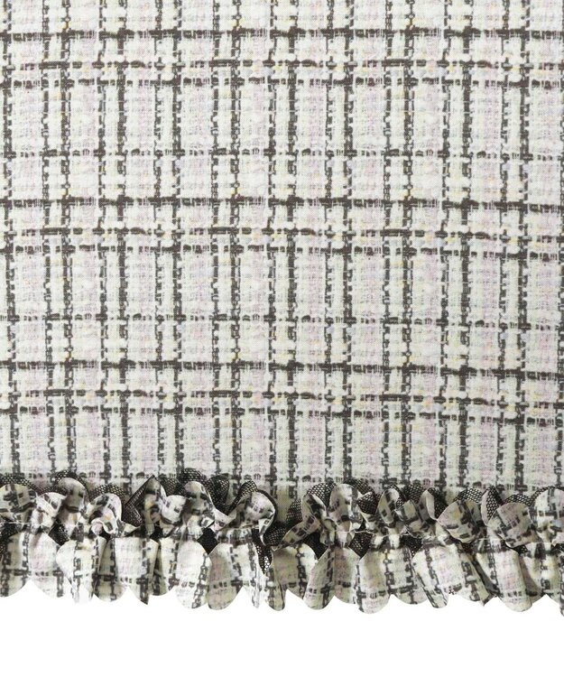 MOONBAT 【晴雨兼用日傘】LANVIN en Bleu (ランバン オン ブルー) 長傘 ドビーフリル 遮光 遮熱 UV ダークグレー（ツイードプリント）