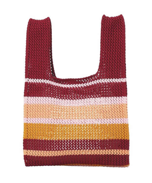 earth music&ecology マルチボーダーニットバッグ Red