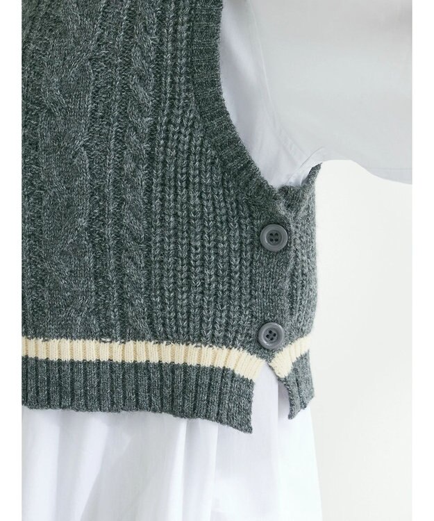CRAFT STANDARD BOUTIQUE ２ＷＡＹケーブルニットベスト Gray
