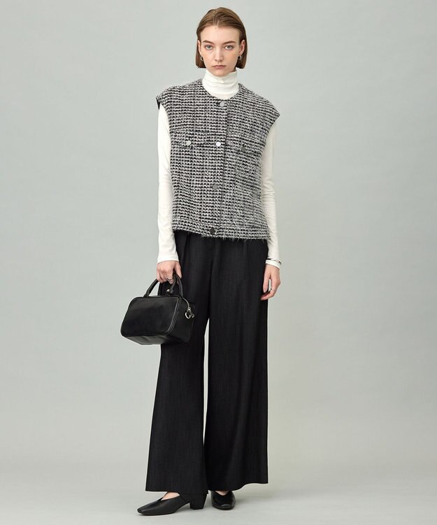 ICB 【洗える】 パウダリーチュール ハイネックトップス オフホワイト系