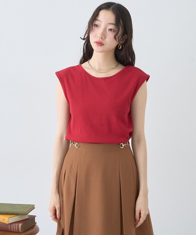 earth music&ecology 前後２ｗａｙステッチリブタンクトップ Red