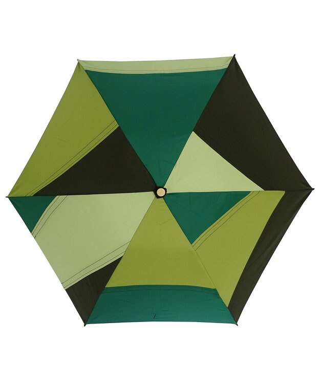 +RING 【限定/日本製】レディース向け パッチワーク プラスリング 折傘55cm GRN SR320 緑